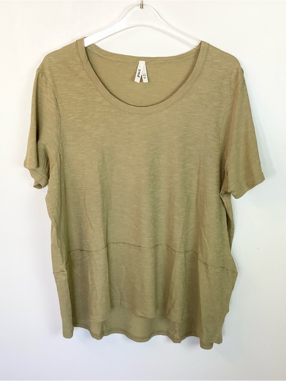 NWOT Pact Organic Cotton Short Sleeve Exposed Seam T-Shirt - Green - XXL